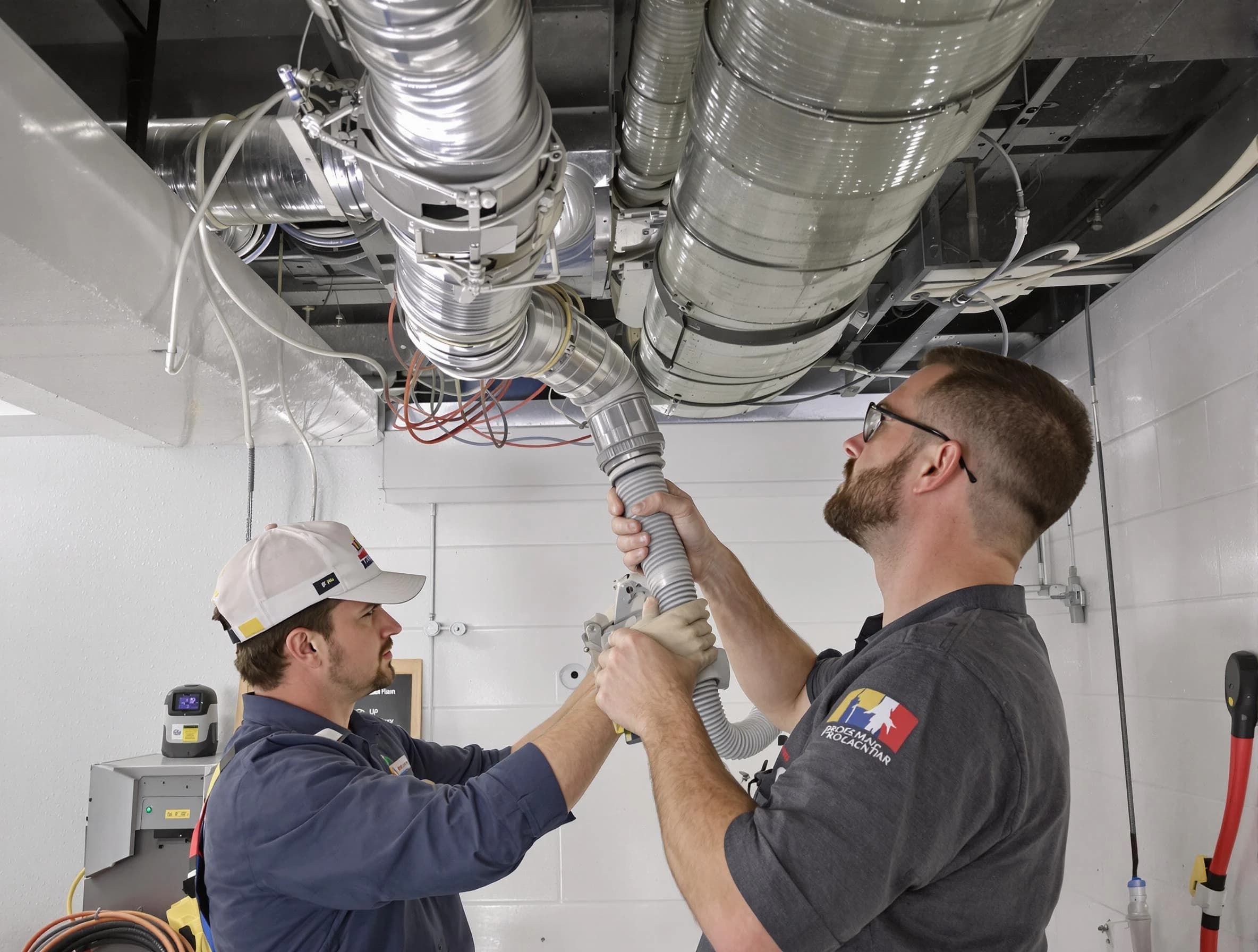 Rancho Cucamonga Air Duct Cleaning technician performing thorough AC duct cleaning in Rancho Cucamonga