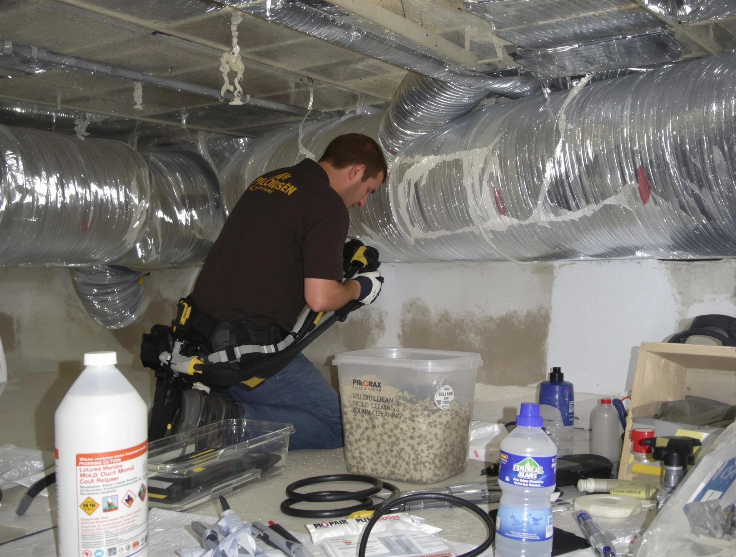 Rancho Cucamonga Air Duct Cleaning specialist performing professional mold removal from air ducts in Rancho Cucamonga