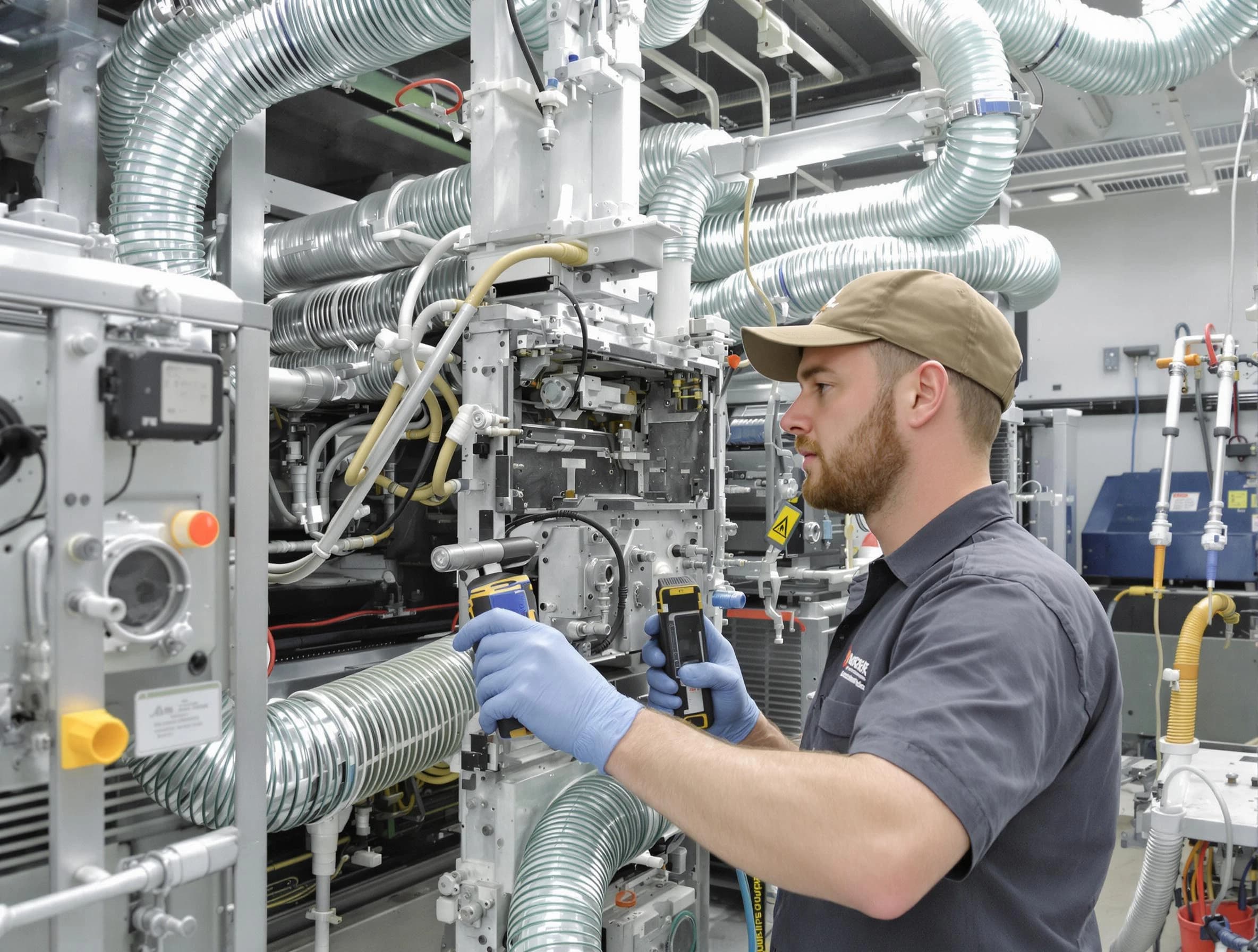 Rancho Cucamonga Air Duct Cleaning technician performing precision commercial coil cleaning at a business facility in Rancho Cucamonga