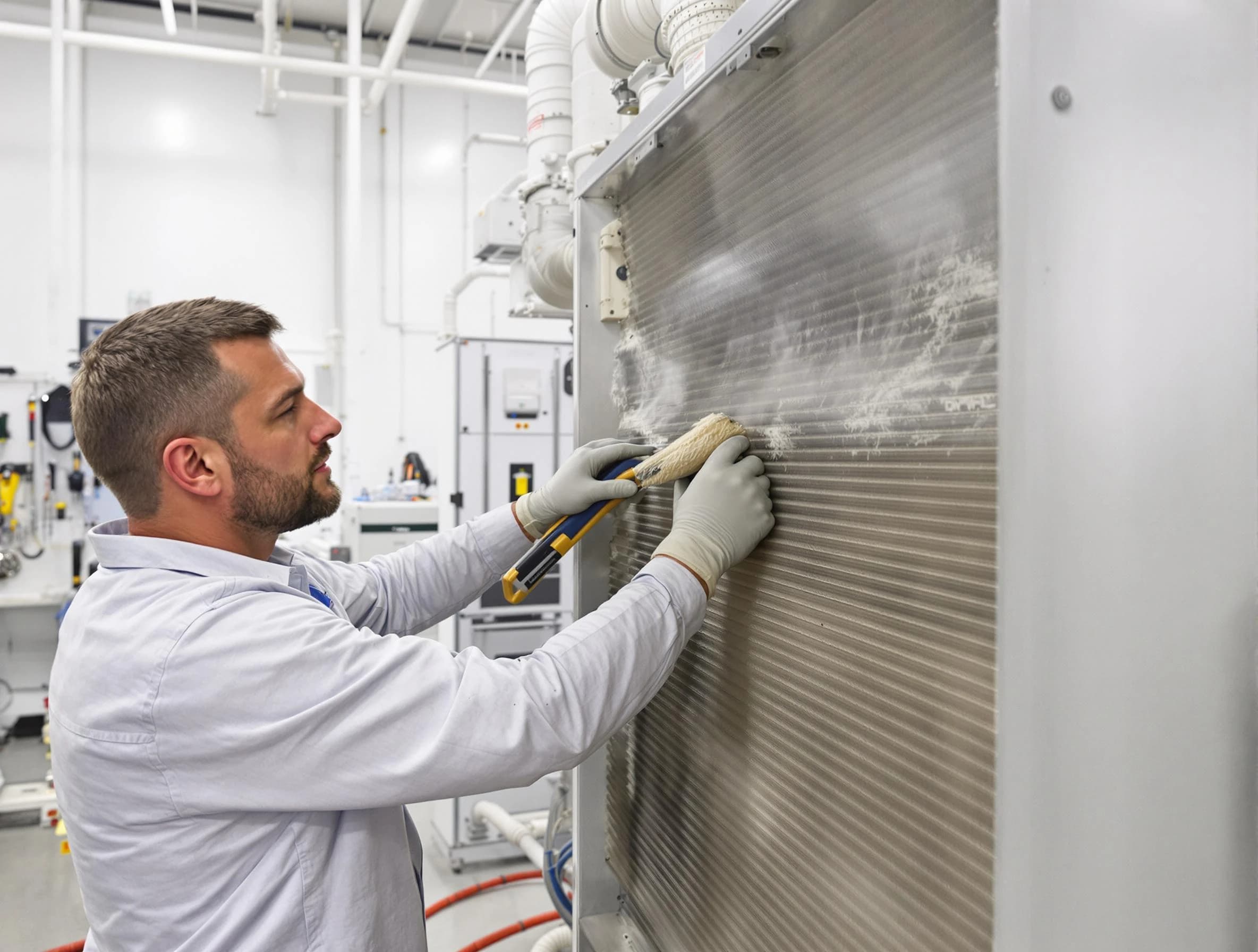 Rancho Cucamonga Air Duct Cleaning technician performing precision commercial coil cleaning at a Rancho Cucamonga business