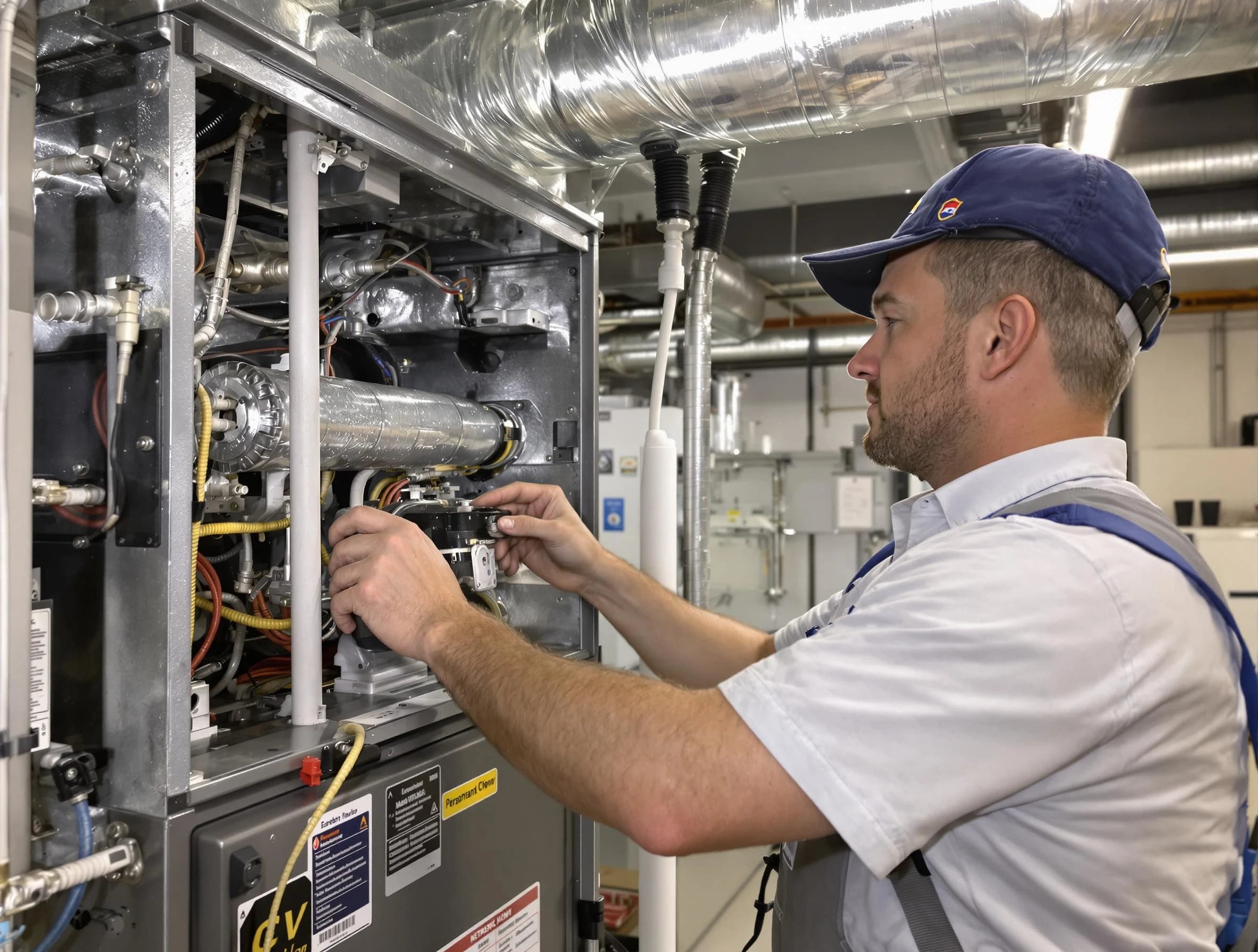 Rancho Cucamonga Air Duct Cleaning specialist performing thorough furnace duct cleaning to improve heating efficiency in Rancho Cucamonga