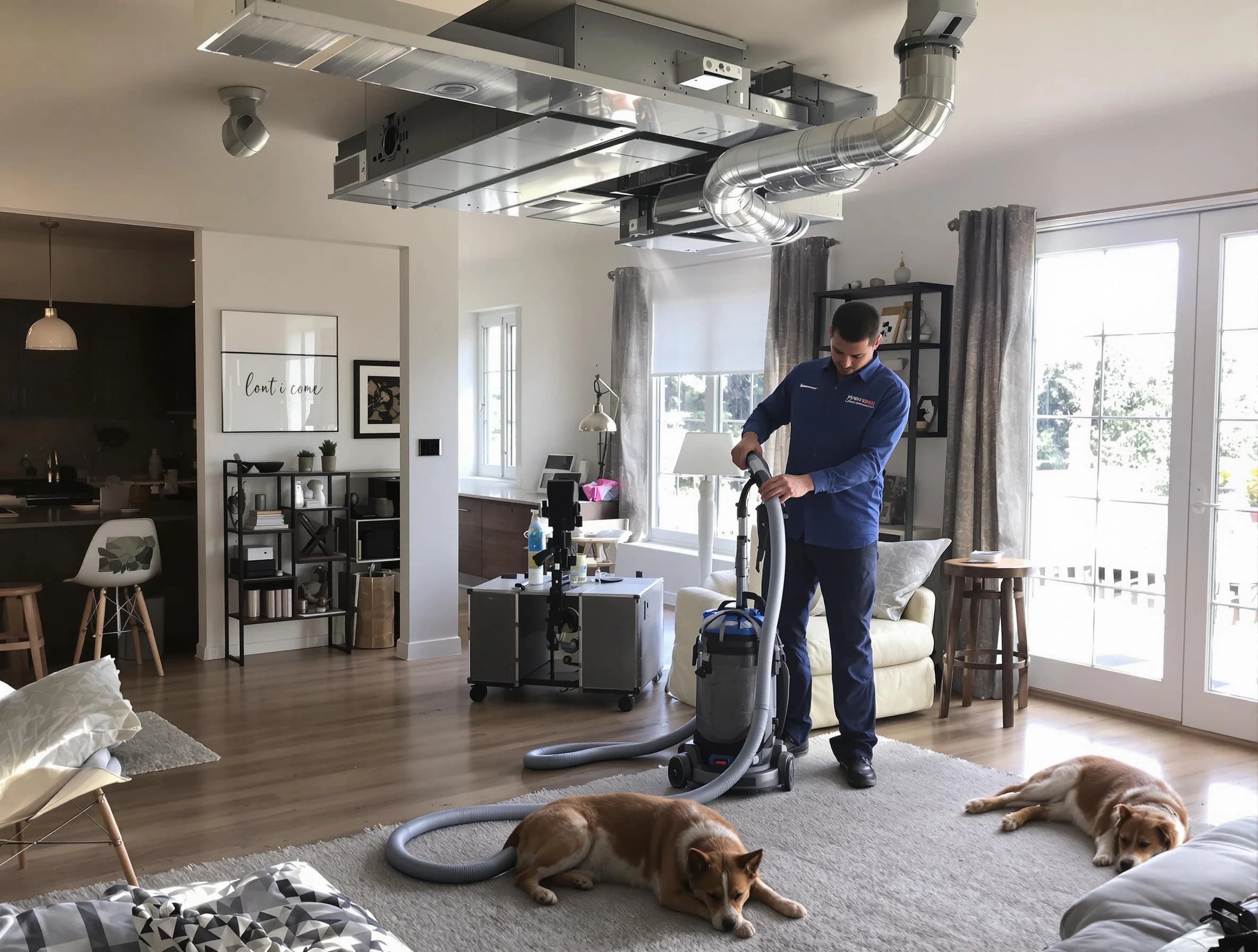 Rancho Cucamonga Air Duct Cleaning technician performing detailed indoor duct cleaning for improved air quality in Rancho Cucamonga